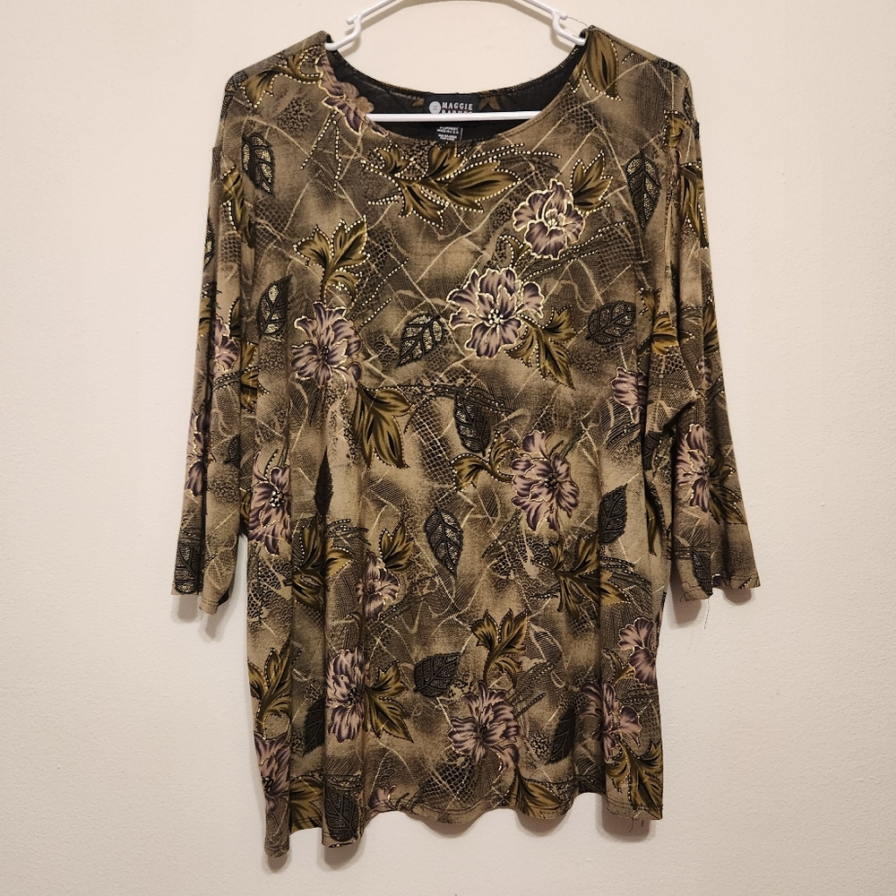 Metallic Brown Floral Top